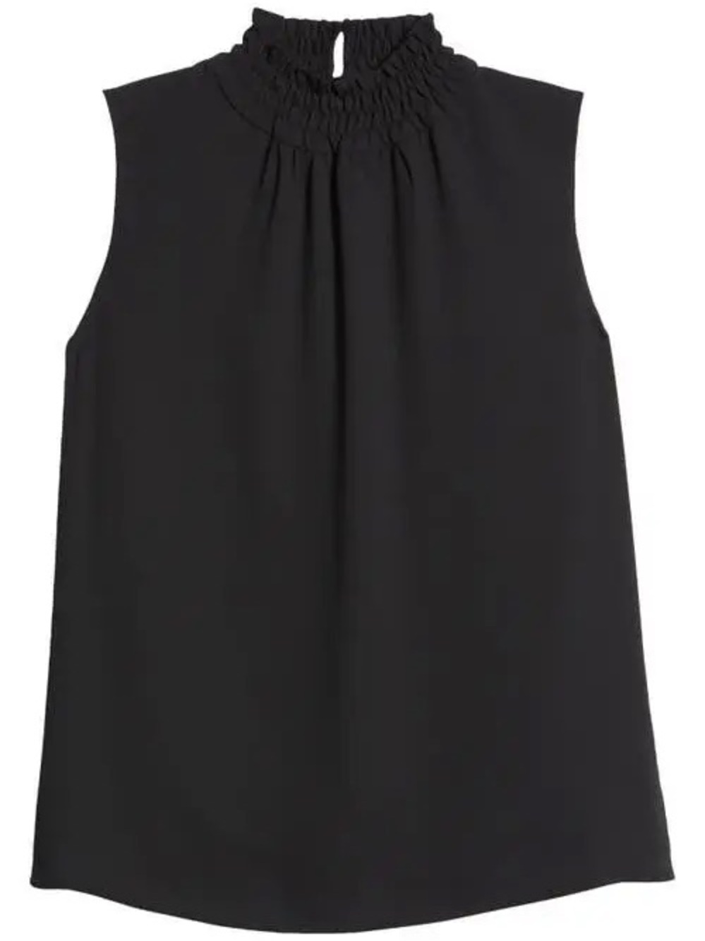 Ming Wang Smocked Mock Neck Sleeveless Black Blouse Size L Chic Business Casual - Picture 12 of 12